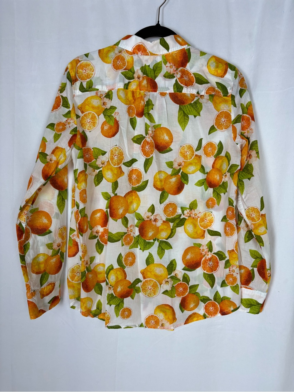 Talbots White Button-Down Shirt with Orange Citrus Print - Picture 5 of 6